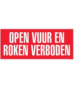 Bord kunststof 'Open Vuur en Roken Verboden' - 35x15cm