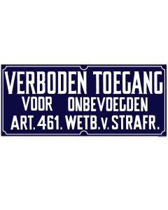 Bord kunststof 'Verboden Toegang voor Onbevoegden' - 35x15cm